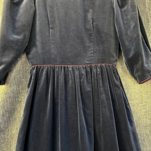 Vintage Lang Originals Navy Blue Long Sleeve Dress Red Size 5/6 USA - Picture 8 of 12